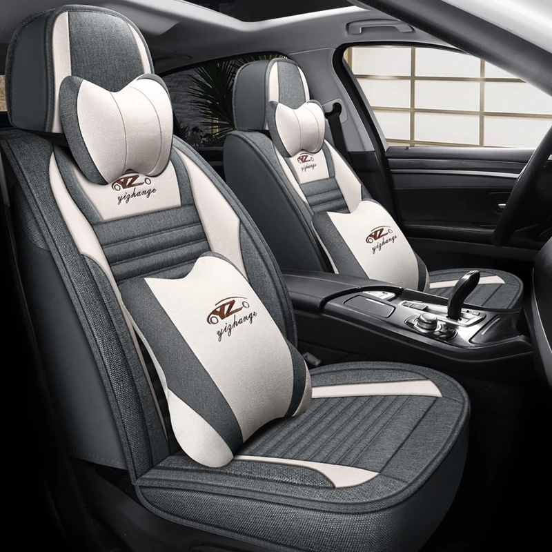 Front Double Seats, Luxurious Linen Full-Cover Car Seat Covers, Universal Fit, Comfortable, Breathable, Wear-Resistant, Suitable for All Seasons, Fits the Seats Well, Paired with Luxurious and Comfortable Headrests and Lumbar Supports, Enhance the Driving
Front Double Seats, Luxurious Linen Full-Cover Car Seat Covers, Universal Fit, Comfortable, Breathable, Wear-Resistant, Suitable for All Seasons, Fits the Seats Well, Paired with Luxurious and Comfortable Headrests and Lumbar Supports, Enhance the Driving