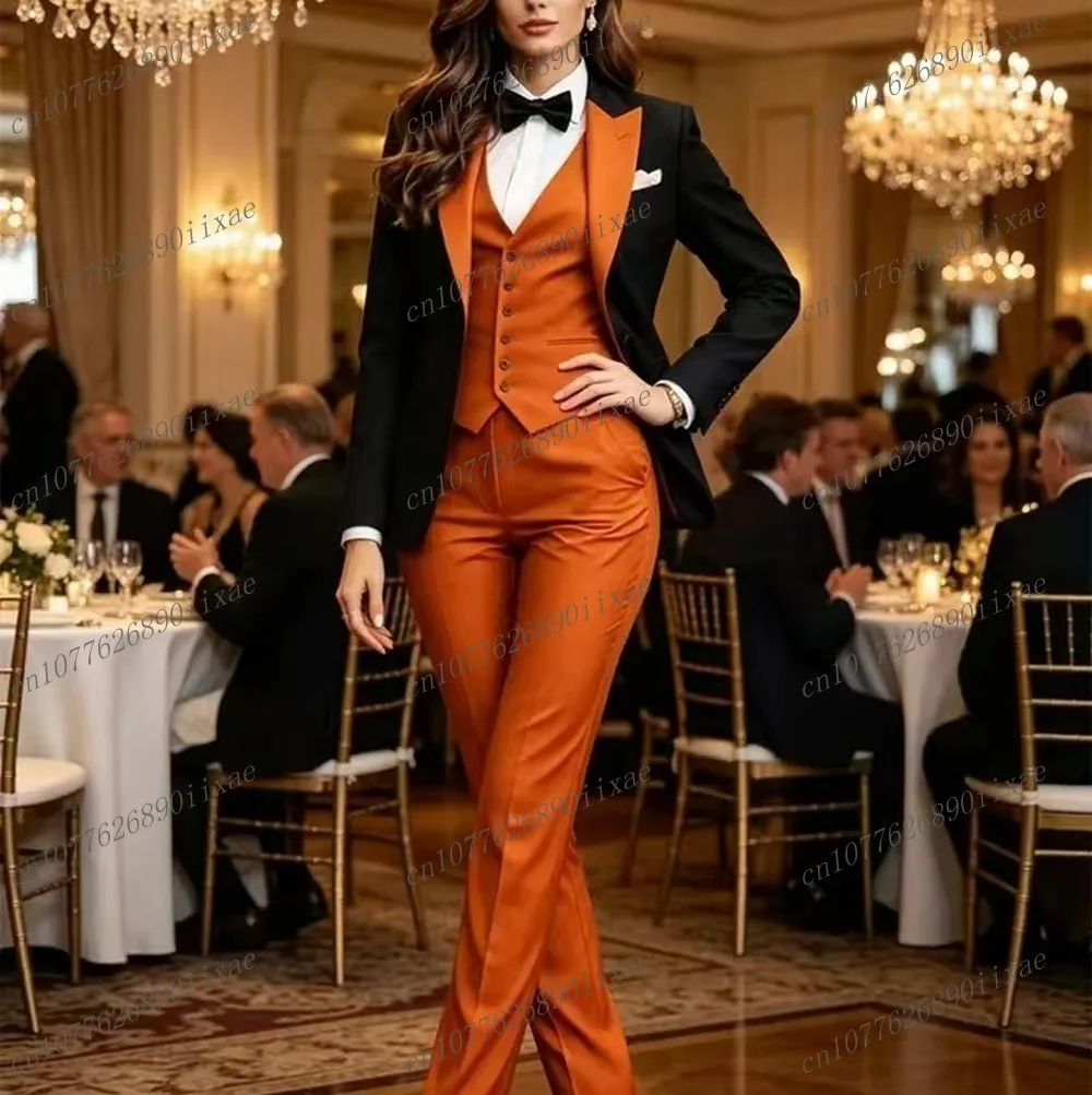 Black And Orange Women Suits Lady Business Tuxedos Mother Wedding Party Formal Ladies 3 Piece Set Jacket Vest Pants
Black And Orange Women Suits Lady Business Tuxedos Mother Wedding Party Formal Ladies 3 Piece Set Jacket Vest Pants