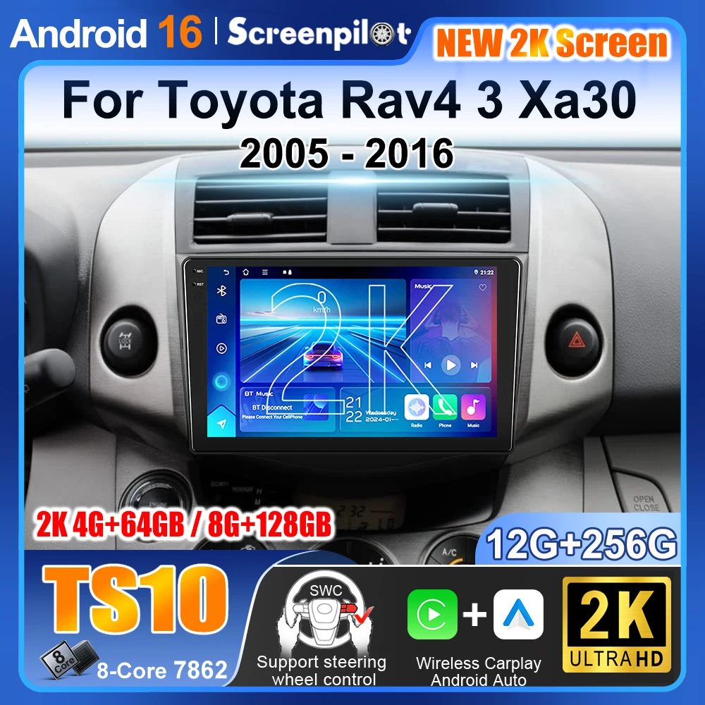 For Toyota Rav4 3 Xa30 2005 - 2016 Android 16 Auto Radio Stereo Multimidia Player Gps Navigation Carplay Monitor Screen Tv Qled
For Toyota Rav4 3 Xa30 2005 - 2016 Android 16 Auto Radio Stereo Multimidia Player Gps Navigation Carplay Monitor Screen Tv Qled