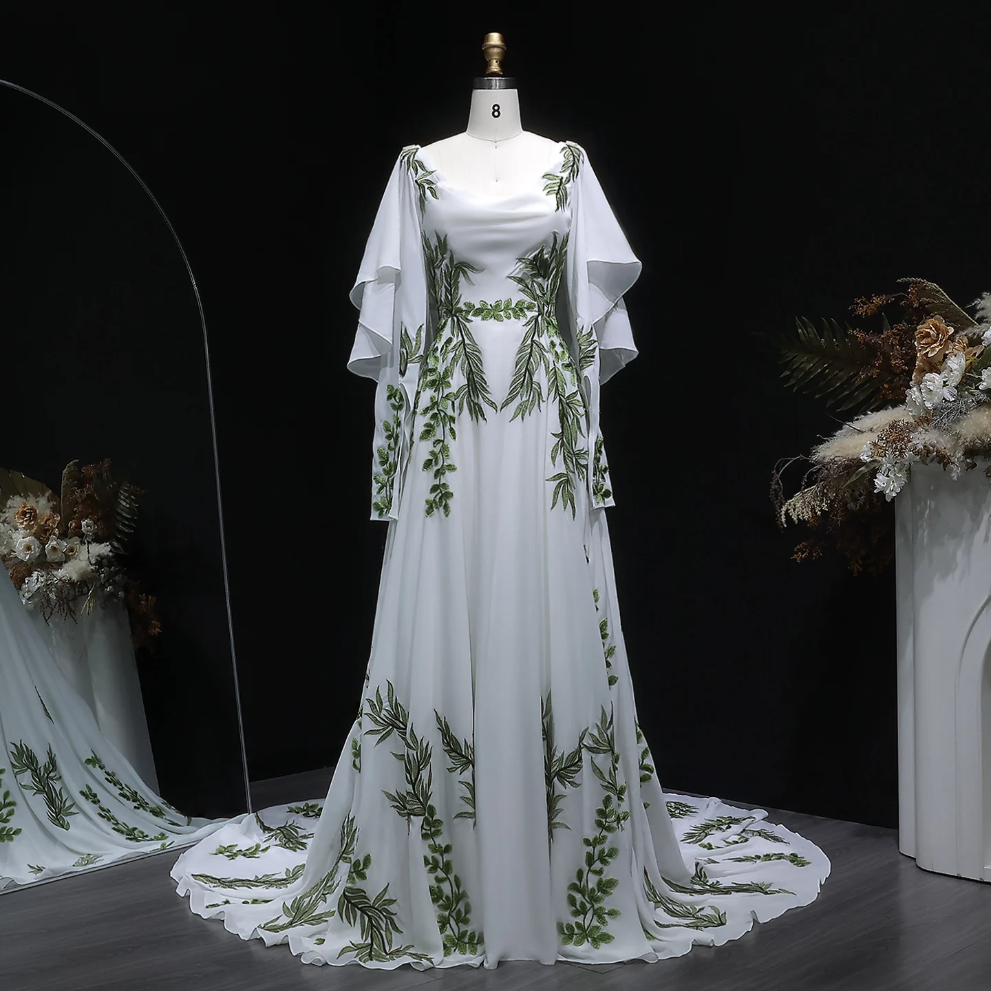 Sharon Said Elegant Green Embroidery Wedding Dresses with Cape Sleeves 2026 for Women Party Prom Bride Gowns SW642 Customized
Sharon Said Elegant Green Embroidery Wedding Dresses with Cape Sleeves 2026 for Women Party Prom Bride Gowns SW642 Customized