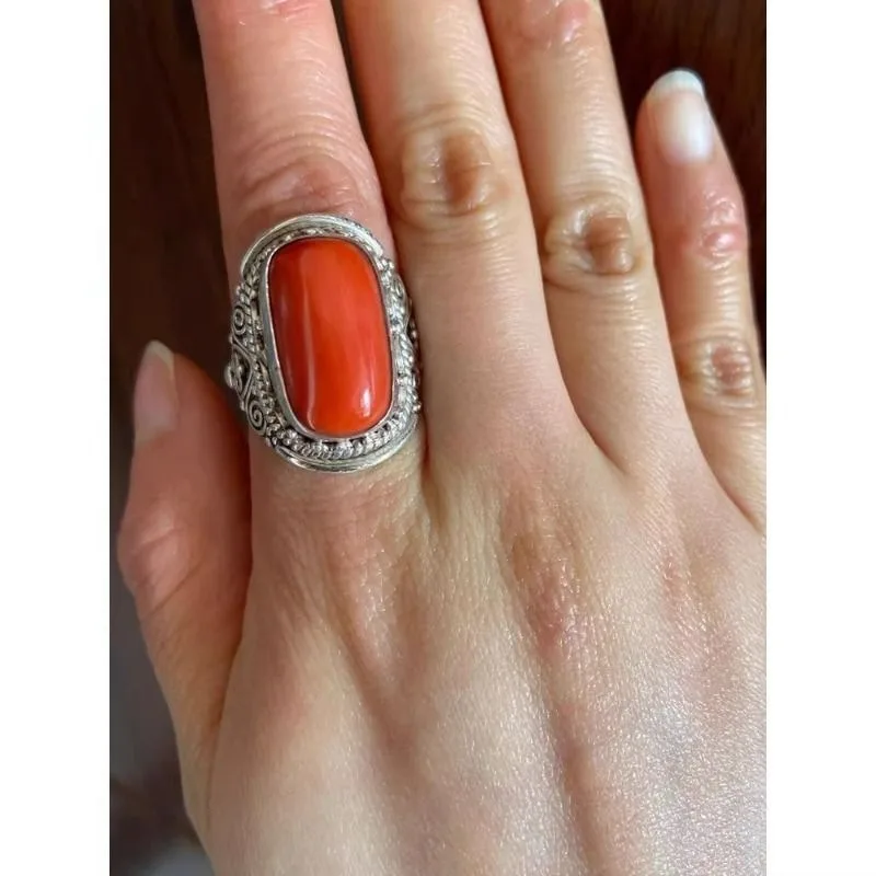 Vintage Tibetan & Mongolian Ethnic Ring, Faux Coral Inlay, Simulated Gem, Adjustable Index Finger Band
Vintage Tibetan & Mongolian Ethnic Ring, Faux Coral Inlay, Simulated Gem, Adjustable Index Finger Band