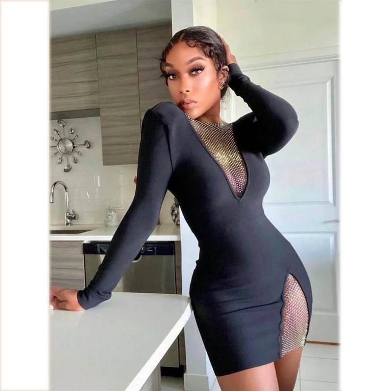 Fashion European and American Style Women's Long Sleeve Sexy See-through Bandage One-Piece Dress Formal Dress
Fashion European and American Style Women's Long Sleeve Sexy See-through Bandage One-Piece Dress Formal Dress
