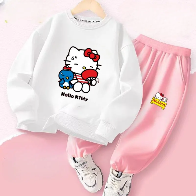 Осенний комплект одежды для маленьких девочек, детский свитшот Sanrio Hello Kitty с мультяшным принтом и штаны, костюм из двух предметов, костюм с длинными рукавами
Осенний комплект одежды для маленьких девочек, детский свитшот Sanrio Hello Kitty с мультяшным принтом и штаны, костюм из двух предметов, костюм с длинными рукавами