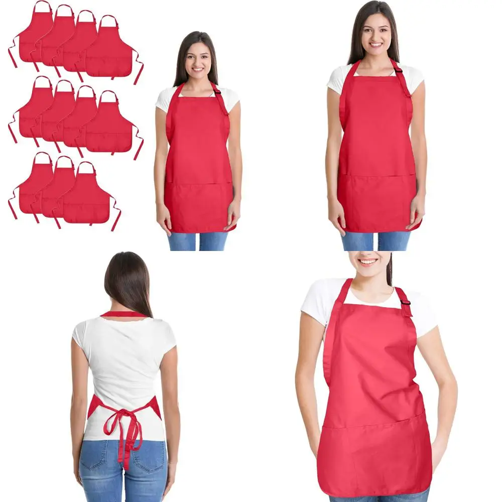 Poly Cotton Kitchen Aprons, 12 Pack, Red, 3 Pockets for Restaurant and Home Use
Poly Cotton Kitchen Aprons, 12 Pack, Red, 3 Pockets for Restaurant and Home Use