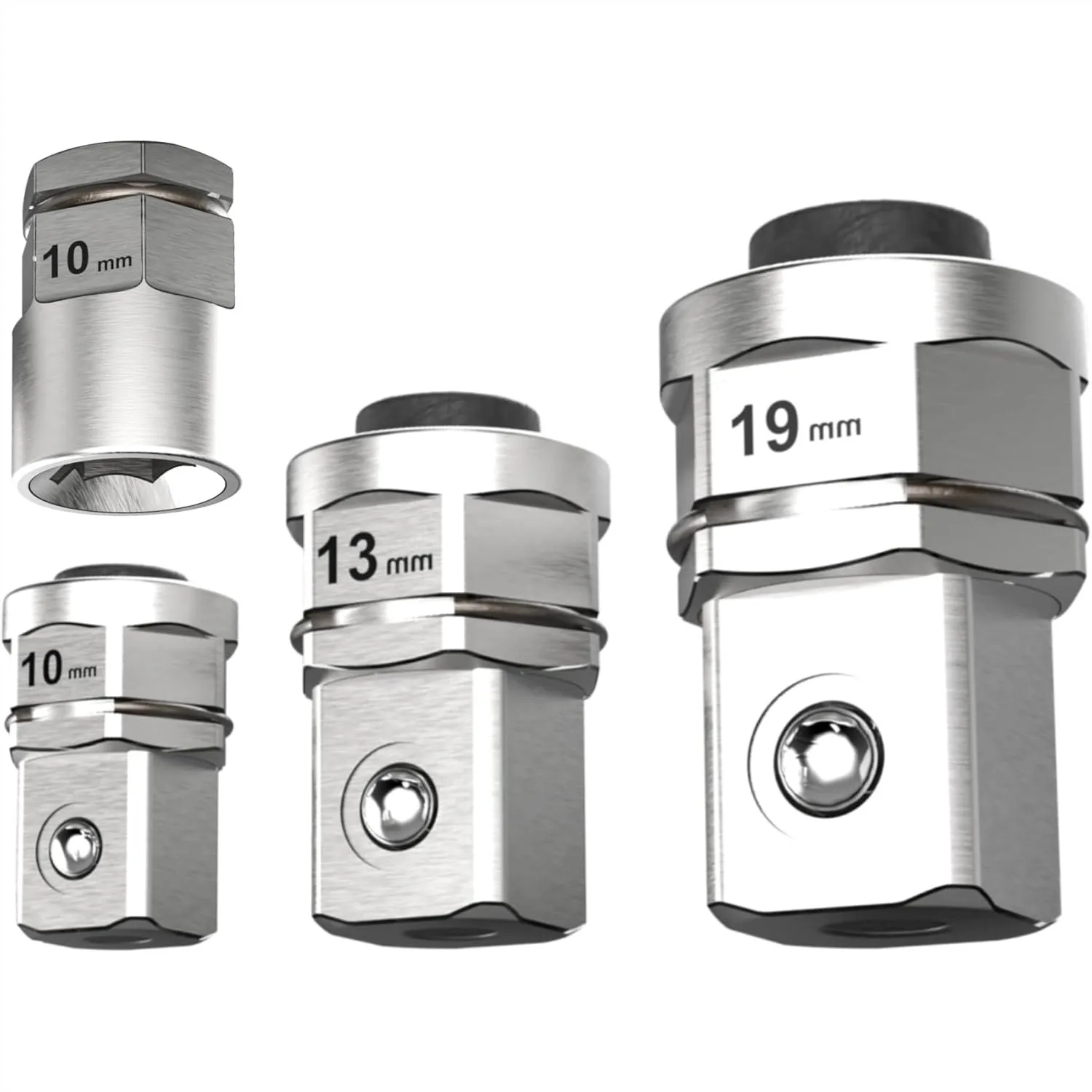 Socket Wrench Adapters Set, Ratcheting to Square Drive with Quick-Change Design for Easy Tool Conversion
Socket Wrench Adapters Set, Ratcheting to Square Drive with Quick-Change Design for Easy Tool Conversion