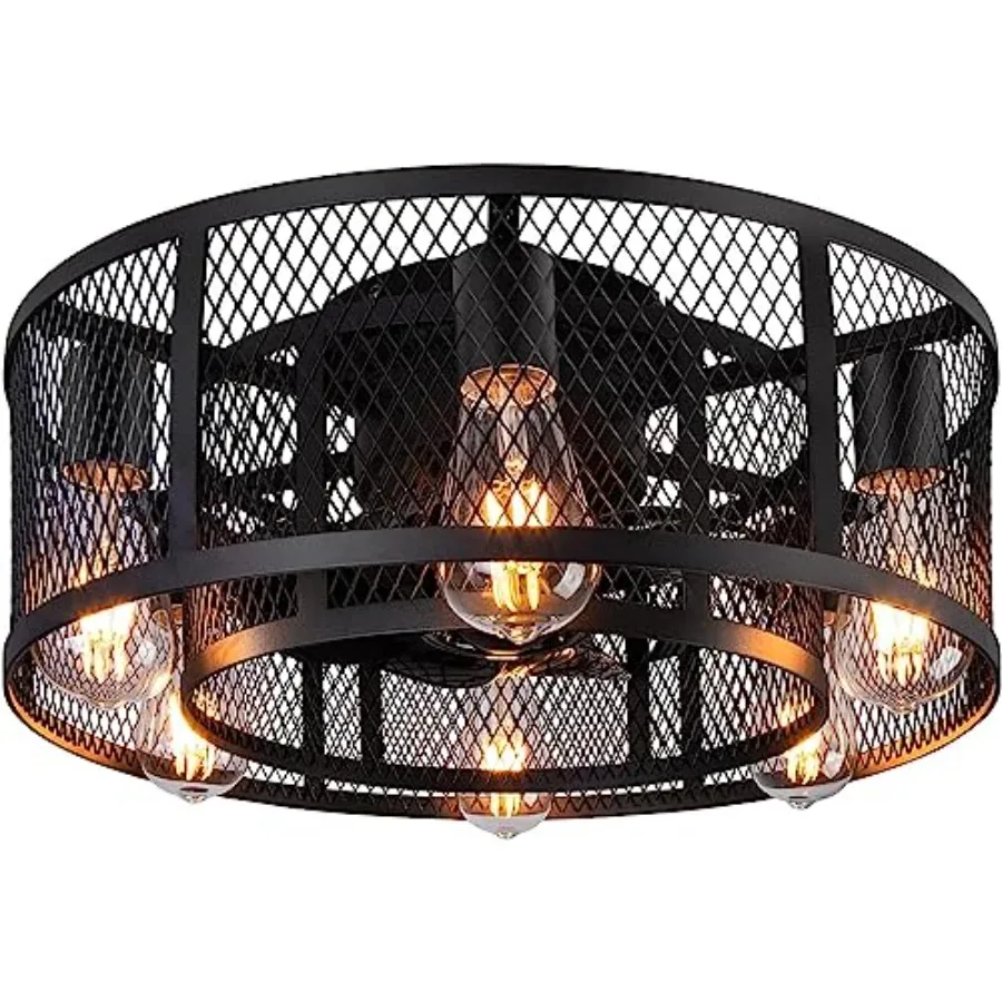 Cage Ceiling Fan with Light - 21'' Farmhouse Flush Mount Ceiling Fan Remote Control, Small Bladeless Caged Ceiling Fan for Kitc
Cage Ceiling Fan with Light - 21'' Farmhouse Flush Mount Ceiling Fan Remote Control, Small Bladeless Caged Ceiling Fan for Kitc