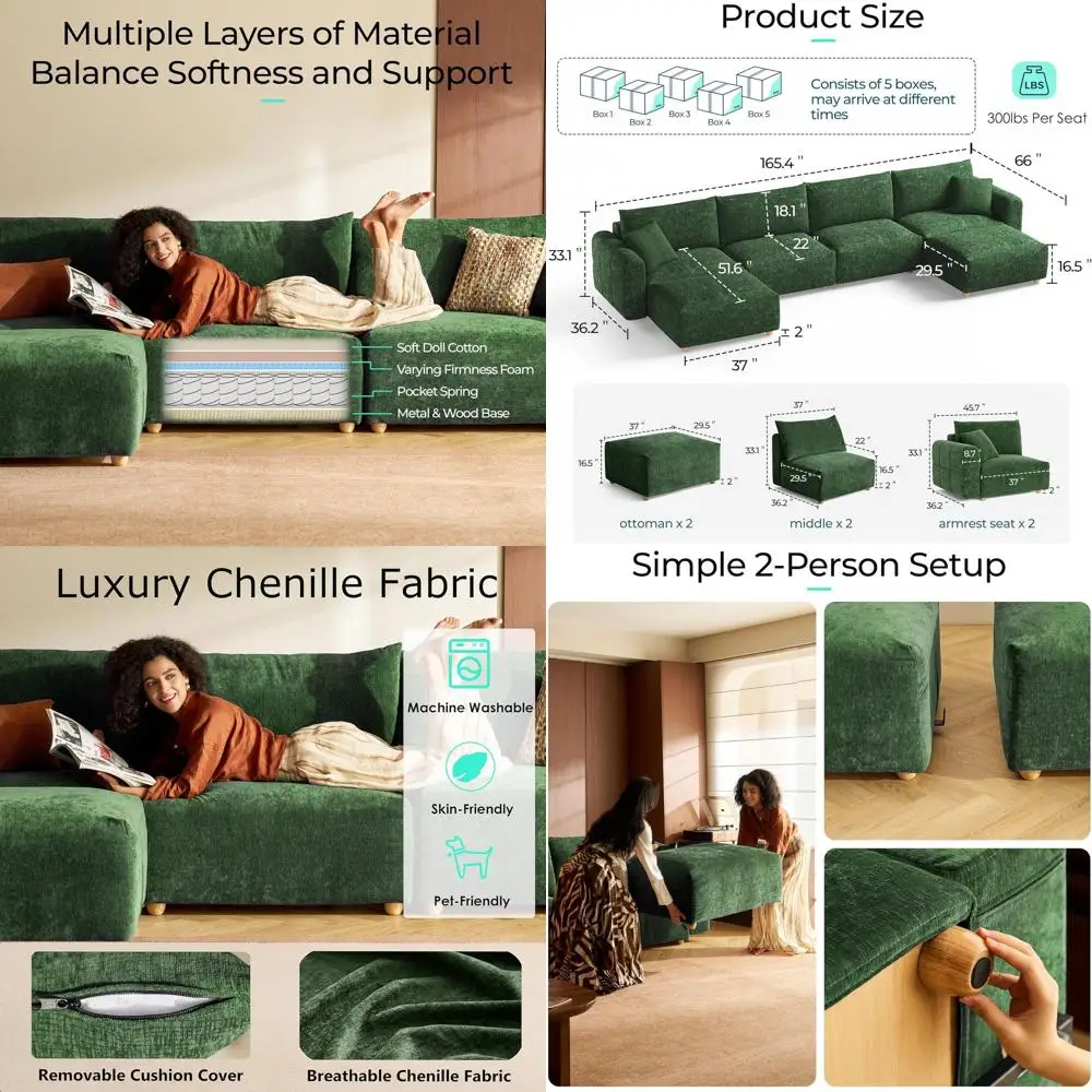 Роскошный зеленый секционный диван из шенилла на 6 мест с оттоманкой для уютной гостиной
Роскошный зеленый секционный диван из шенилла на 6 мест с оттоманкой для уютной гостиной