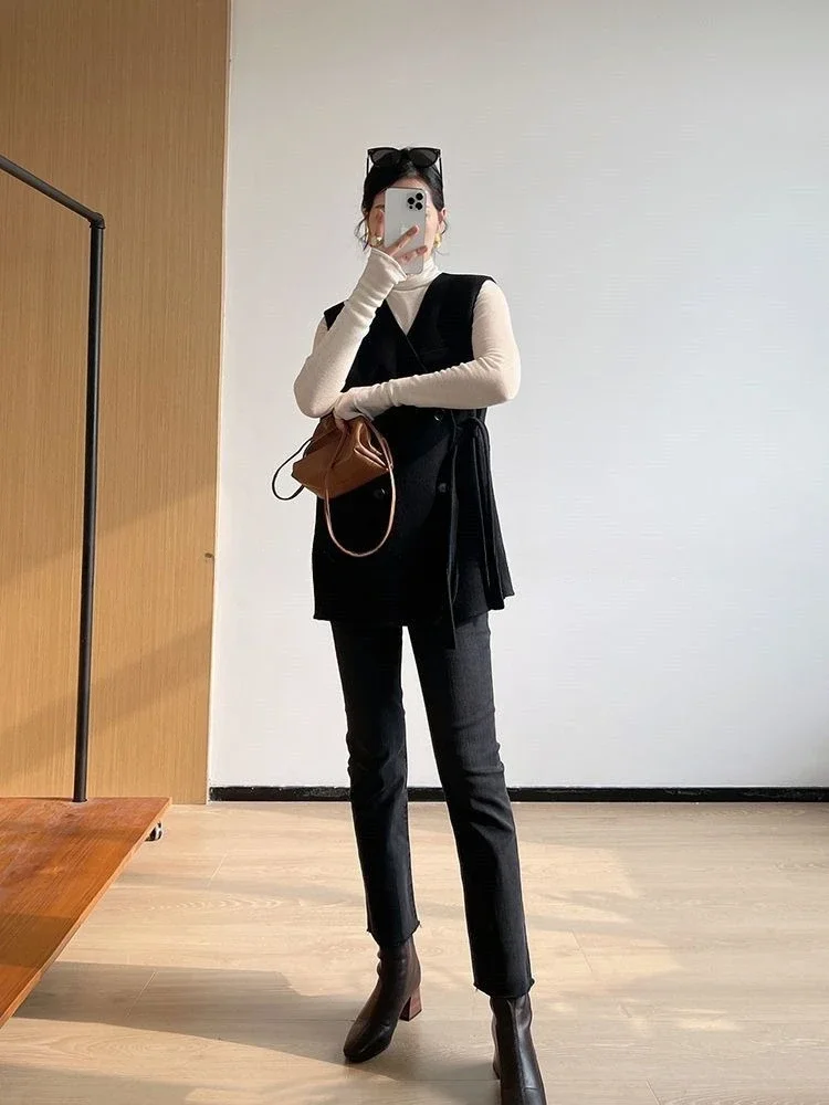 Tall Women's Autumn Winter Wool Vest Loose Knit Double Button Up Slimming Tapered Waist Blazer Coat for Layering
Tall Women's Autumn Winter Wool Vest Loose Knit Double Button Up Slimming Tapered Waist Blazer Coat for Layering