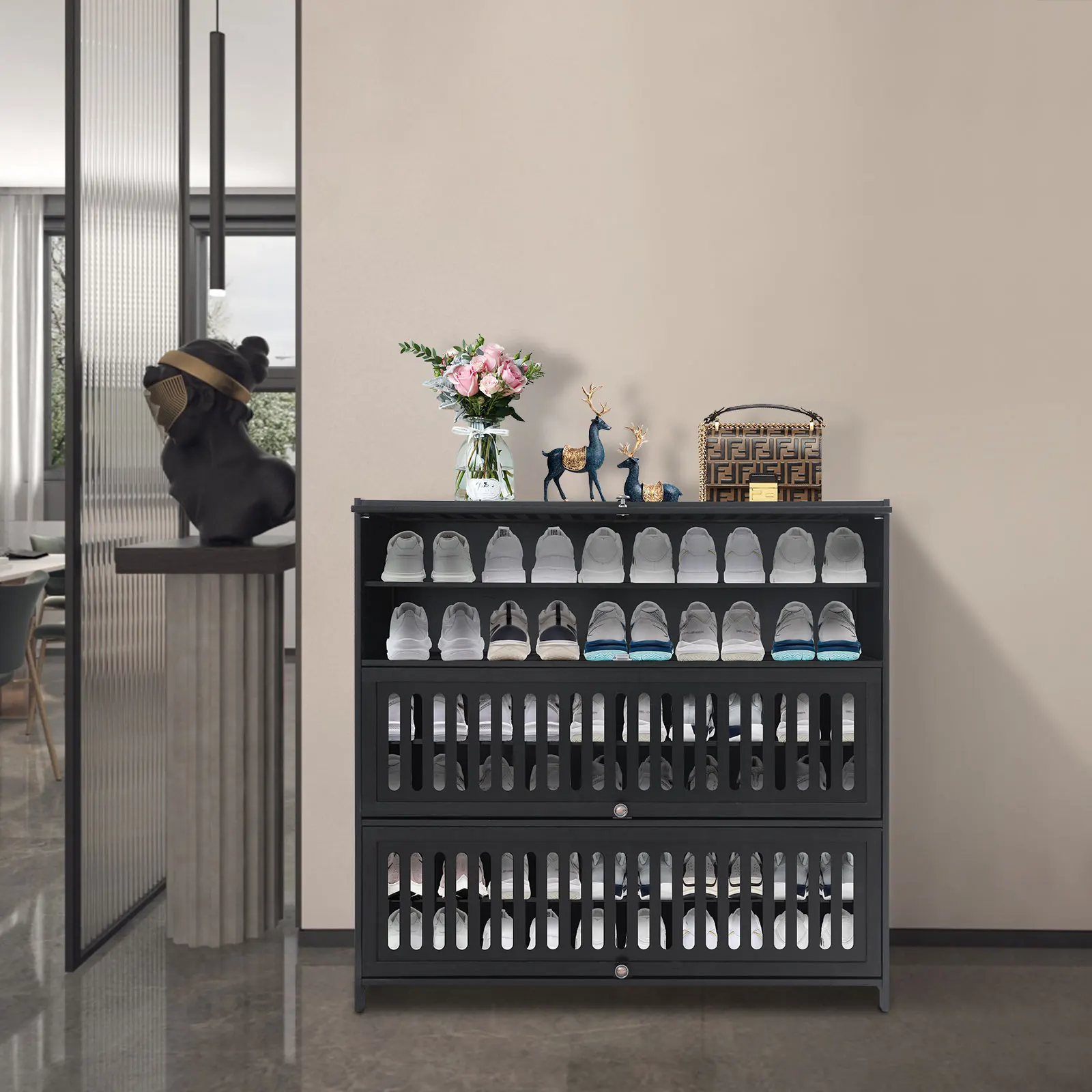 7-Tier Shoe Cabinet with Flip-Up Doors, Bamboo Multilayer Shoe Storage Organizer, Spacious Shoe Rack for Hallway Bedroom
7-Tier Shoe Cabinet with Flip-Up Doors, Bamboo Multilayer Shoe Storage Organizer, Spacious Shoe Rack for Hallway Bedroom