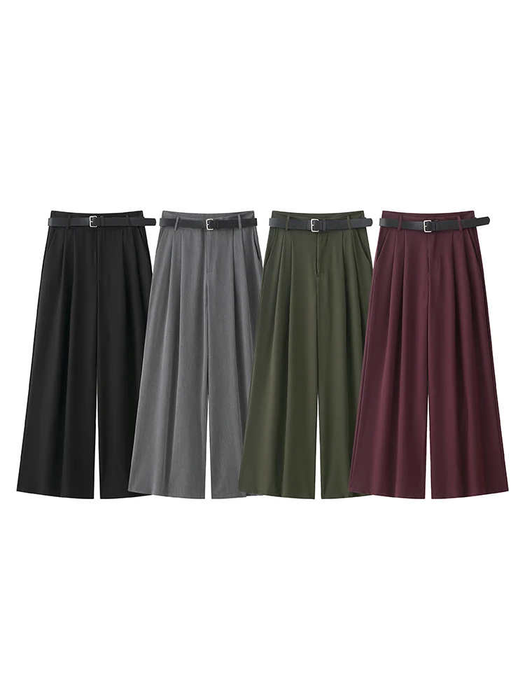 SIYANG Women Fashion With Belt Solid Pleated Front Zipper Straight Pants Vintage High Waist Full Length Female Chic Trousers
SIYANG Women Fashion With Belt Solid Pleated Front Zipper Straight Pants Vintage High Waist Full Length Female Chic Trousers
