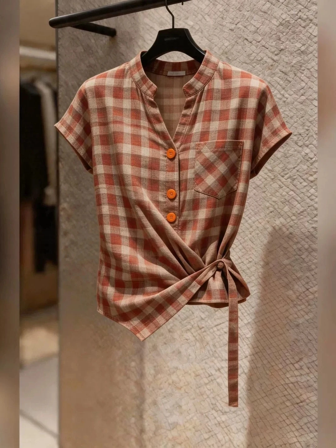 Retro Plaid Shirt Gentle Style Short Sleeve Waist Cinching Design Korean Style Top for Summer 2026 Commute Fashion Women's Shirt
Retro Plaid Shirt Gentle Style Short Sleeve Waist Cinching Design Korean Style Top for Summer 2026 Commute Fashion Women's Shirt