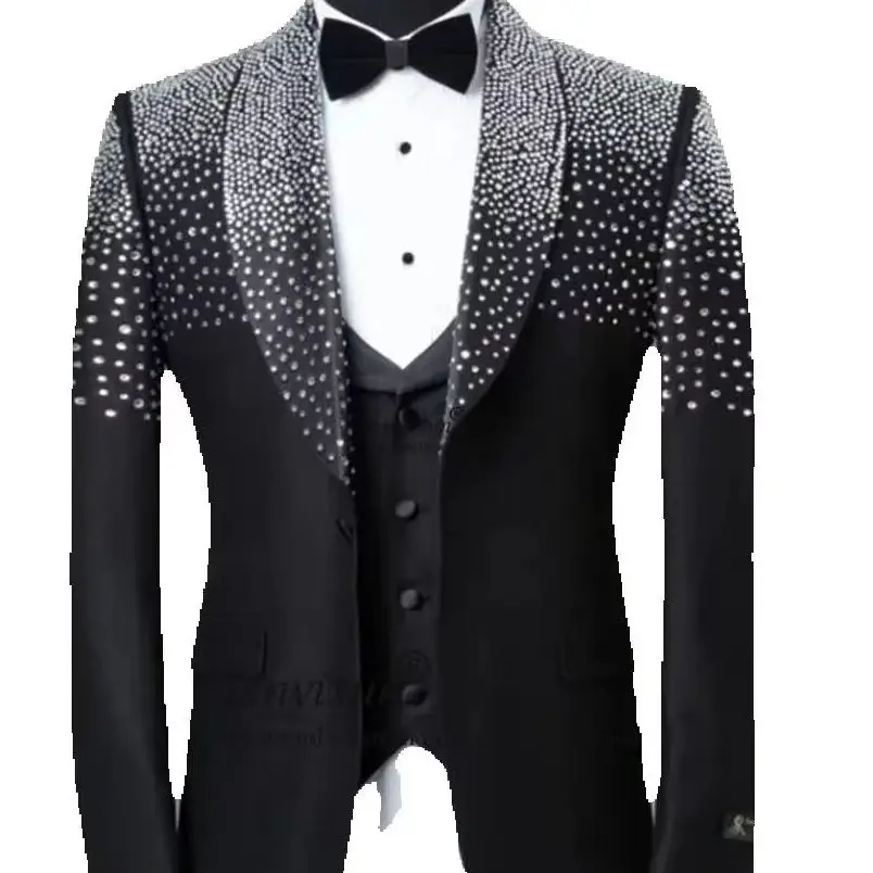 Customized Groom Tuxedos Sliver Beaded Stone Wedding Suits For Men 3 Pieces Sets Formal Male Prom Blazers Slim Fit Costume Homme
Customized Groom Tuxedos Sliver Beaded Stone Wedding Suits For Men 3 Pieces Sets Formal Male Prom Blazers Slim Fit Costume Homme