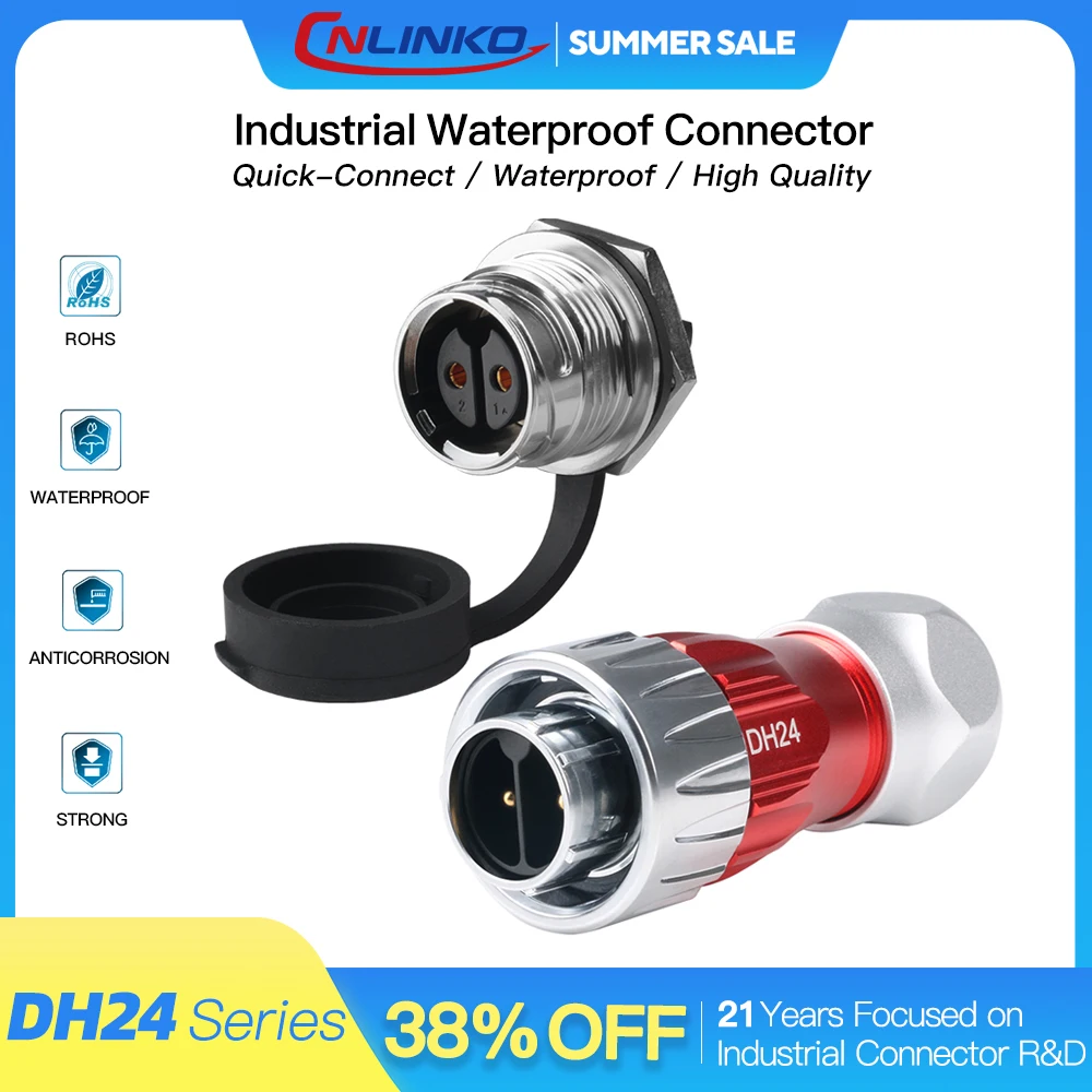 CNLINKO M24 2/3 Pin IP68 Waterproof Heavy Duty Metal Wire Connector Bulkhead Screw Locking Circular Connector Creepage Distance
CNLINKO M24 2/3 Pin IP68 Waterproof Heavy Duty Metal Wire Connector Bulkhead Screw Locking Circular Connector Creepage Distance