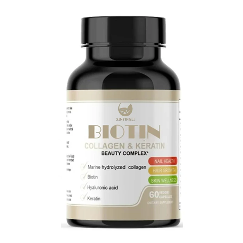 Biotin complex contains collagen, keratin, and hyaluronic acid, with 60 vegetarian capsules suitable for hair and skin health
Biotin complex contains collagen, keratin, and hyaluronic acid, with 60 vegetarian capsules suitable for hair and skin health