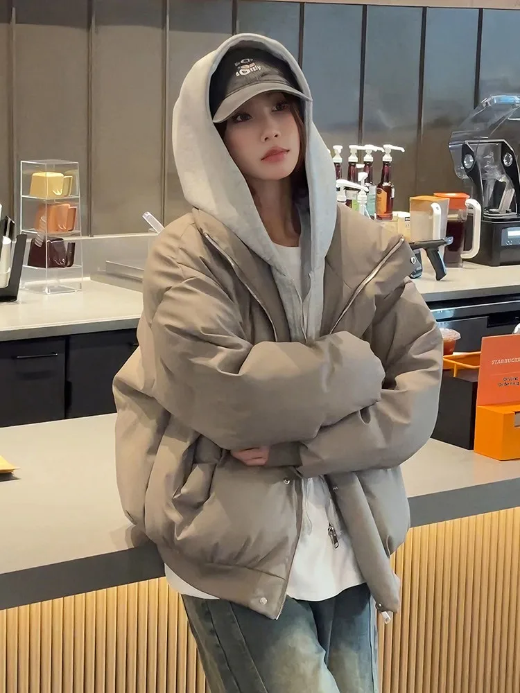 Thiened American Sle PU Leather down Cotton Jaet Men Women Winter Warm ort Bread Sle Coat with Hood for Couples
Thiened American Sle PU Leather down Cotton Jaet Men Women Winter Warm ort Bread Sle Coat with Hood for Couples