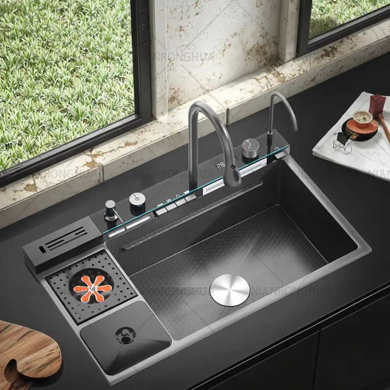 Thickened Stainless Steel Kitchen Sink With Gup washer Embossed Large Single Slot Multifunctional Sinks Left Side Drainage
Thickened Stainless Steel Kitchen Sink With Gup washer Embossed Large Single Slot Multifunctional Sinks Left Side Drainage