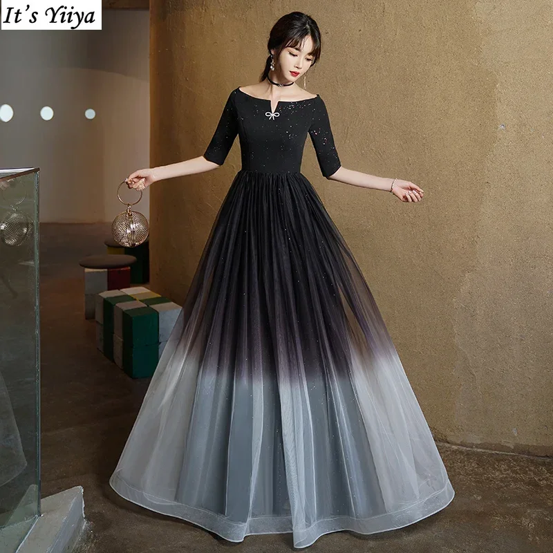 It's Yiiya Customized Evening Dress Black Flannel Tulle Half Sleeves Lace Up A-Line Floor-Length Plus size Formal Party Gowns
It's Yiiya Customized Evening Dress Black Flannel Tulle Half Sleeves Lace Up A-Line Floor-Length Plus size Formal Party Gowns