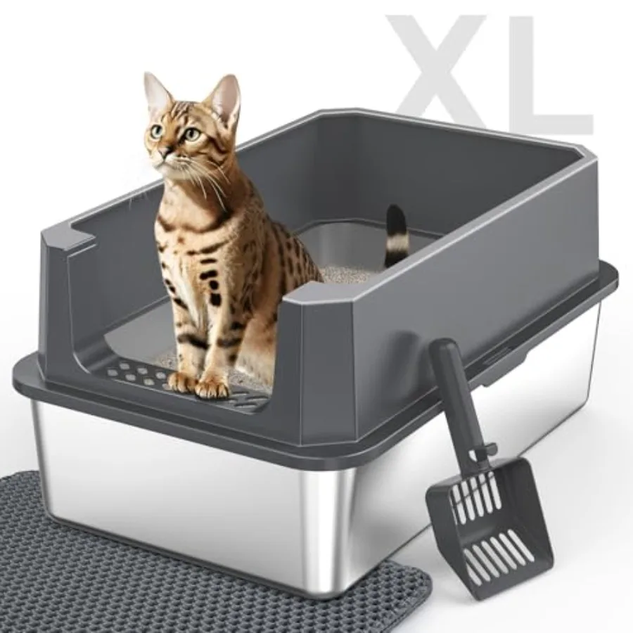 Stainless Steel Litter Box, Extra Large Litter Boxes for Big Cats, arge Metal Cat Litter Box with Lid, Anti-Urine Leakage Box w
Stainless Steel Litter Box, Extra Large Litter Boxes for Big Cats, arge Metal Cat Litter Box with Lid, Anti-Urine Leakage Box w