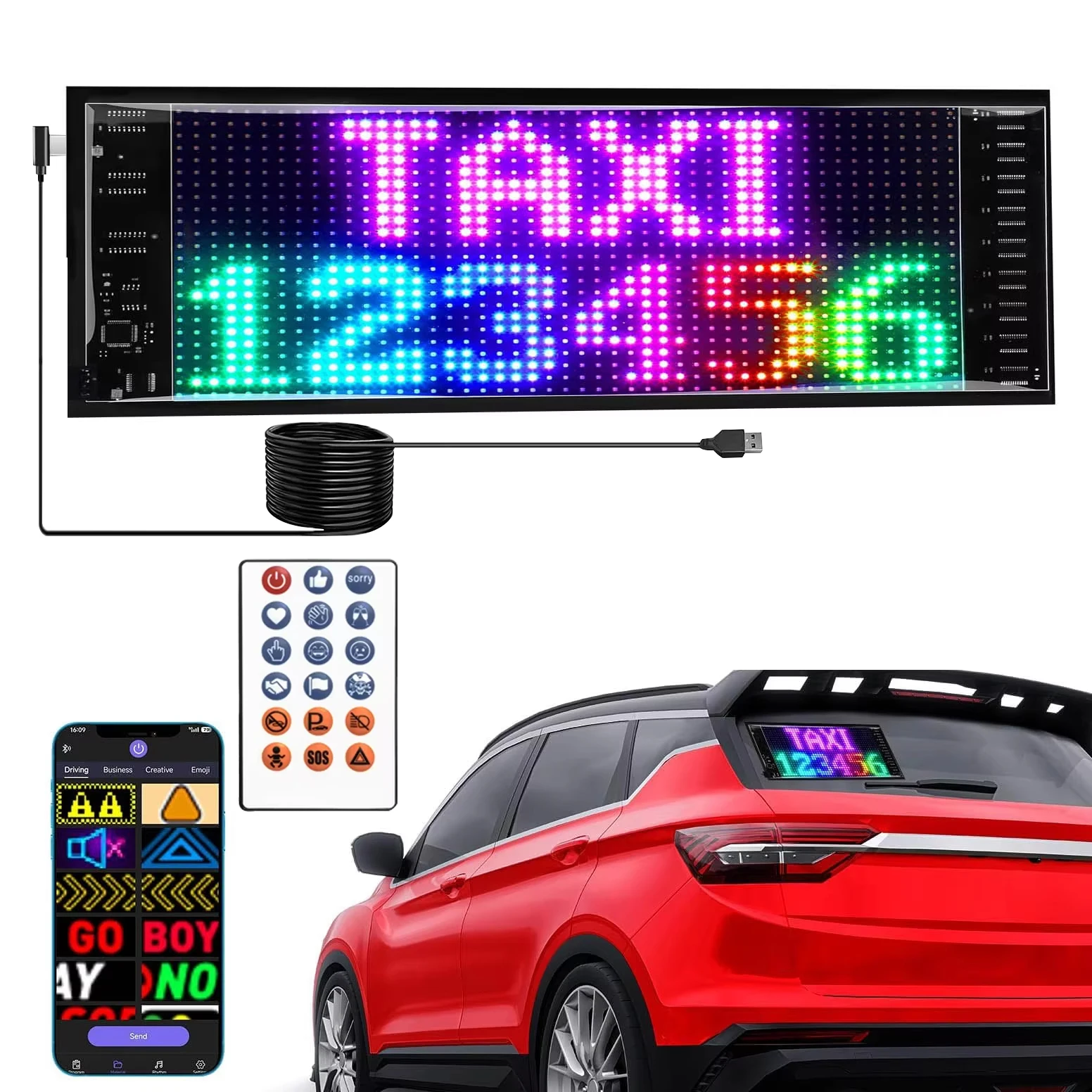 LED Car Sign Programmable DIY Devil Eyes Light Scrolling Digital Sign for Car Flexible LED Store Sign Bluetooth App Advertising
LED Car Sign Programmable DIY Devil Eyes Light Scrolling Digital Sign for Car Flexible LED Store Sign Bluetooth App Advertising