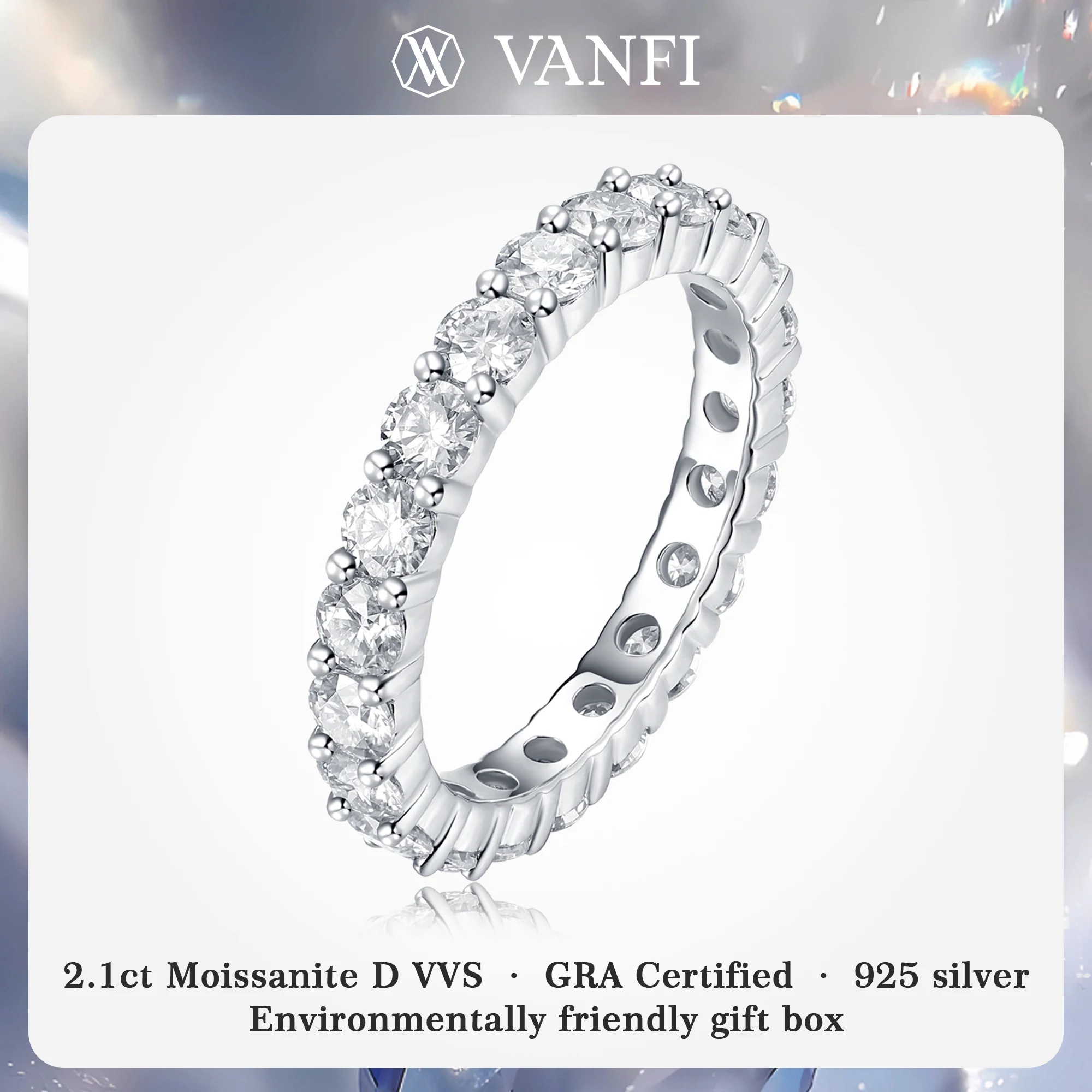 Kfvanfi 0.1CT GRA certified Moissanite D VVS1 lab diamond s925 sterling silver women's ring plated 18k white gold party jewelry
Kfvanfi 0.1CT GRA certified Moissanite D VVS1 lab diamond s925 sterling silver women's ring plated 18k white gold party jewelry