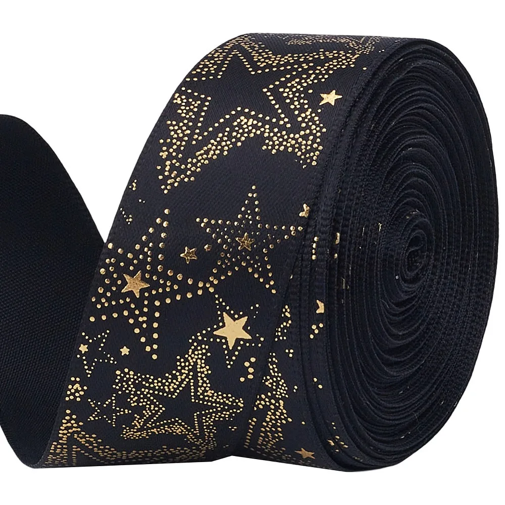 10 Yards Gold Stamping Star Polyester Printed Ribbon for Garment Accessories Gift Decoration Black 7/8 inch(22mm)
10 Yards Gold Stamping Star Polyester Printed Ribbon for Garment Accessories Gift Decoration Black 7/8 inch(22mm)