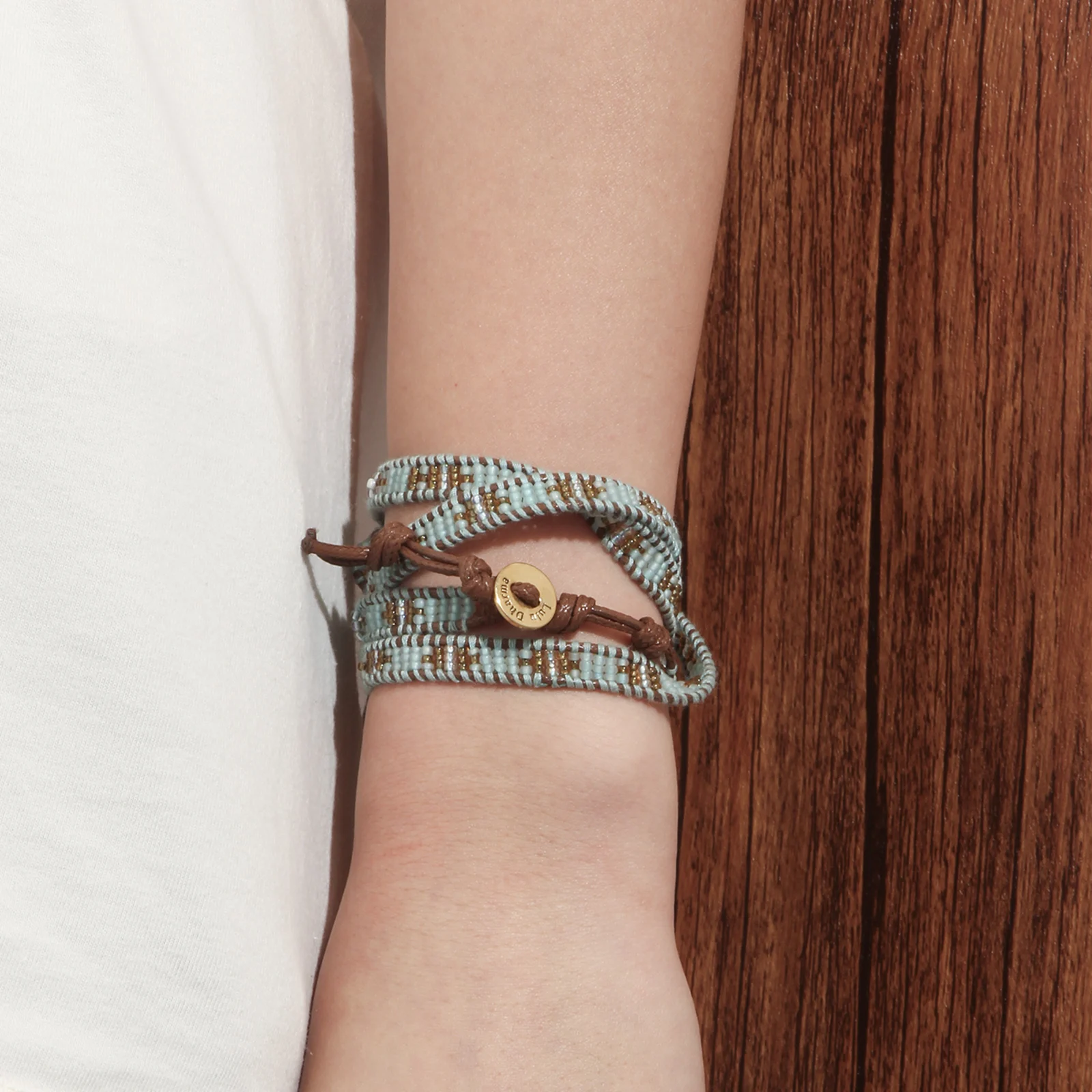 Boho Mint Green Beaded Acrylic Leather Wrap Bracelet with Gold Plated Clasp for Women
Boho Mint Green Beaded Acrylic Leather Wrap Bracelet with Gold Plated Clasp for Women