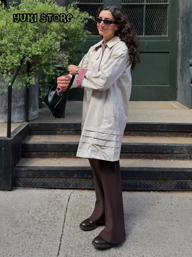 Chic Plaid Reversible Long Trench Coats Women Lapel Single Breasted Full Sleeve Jacket 2025 Autumn Lady Casual Outerwears
Chic Plaid Reversible Long Trench Coats Women Lapel Single Breasted Full Sleeve Jacket 2025 Autumn Lady Casual Outerwears