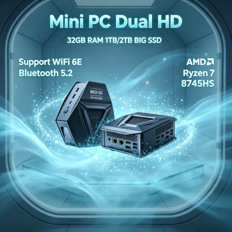 New Mini Game Desktop R7 8745HS WiFi6 Type-C HD DP Dual DDR5 Slots 4USB3.2 Dual 2.5G Ethernet Win11 Home Office Computer
New Mini Game Desktop R7 8745HS WiFi6 Type-C HD DP Dual DDR5 Slots 4USB3.2 Dual 2.5G Ethernet Win11 Home Office Computer