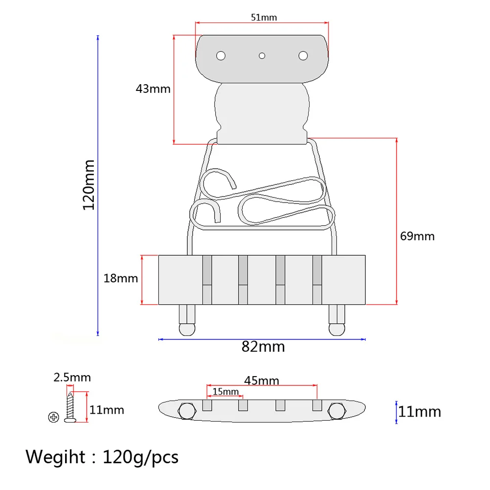Adjustable 4 String Tailpiece Bridge Ga421 for Jazz Bass Guitar Replacement Accessory Silver Guitar Tailpiece