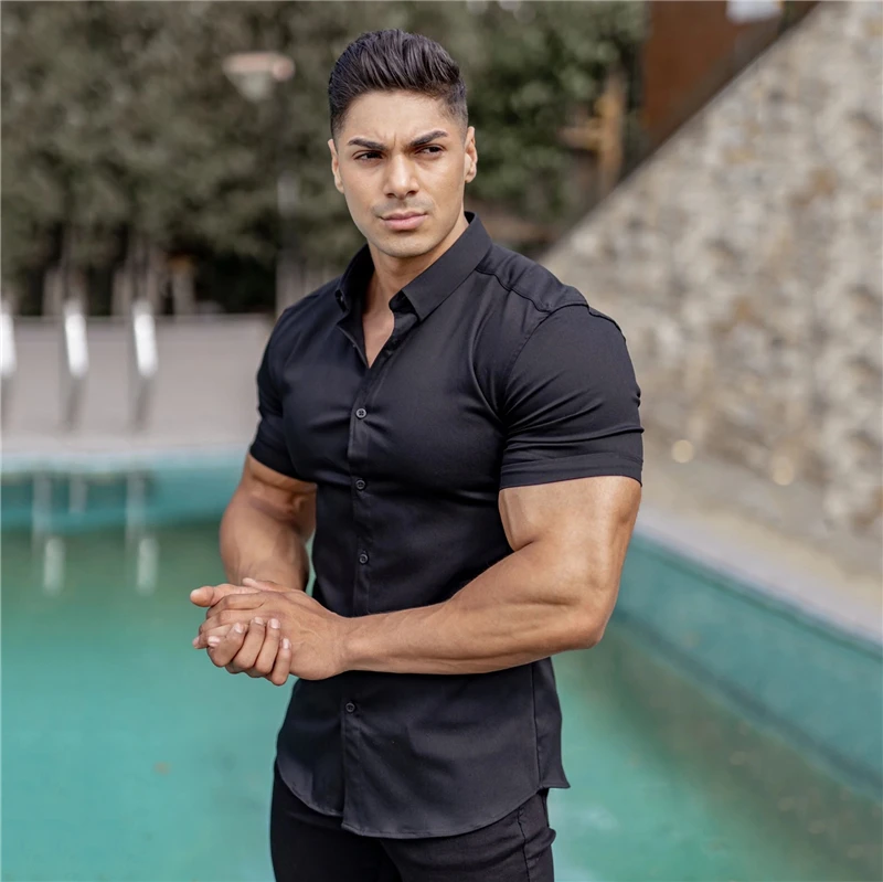 Summer Super Fit Short Sleeve Shirts Men Classic Casual Dress Shirt Male Hipster Relaxed Luxe Formal Shirt Comfortable Gym
Summer Super Fit Short Sleeve Shirts Men Classic Casual Dress Shirt Male Hipster Relaxed Luxe Formal Shirt Comfortable Gym