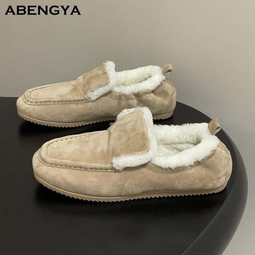 2025 Designer Suede Wool Flat Loafers Shoes Women Round Toe Winter Warm Fur Shoes Leisure Vacation Walking Snow Shoes Woman
2025 Designer Suede Wool Flat Loafers Shoes Women Round Toe Winter Warm Fur Shoes Leisure Vacation Walking Snow Shoes Woman