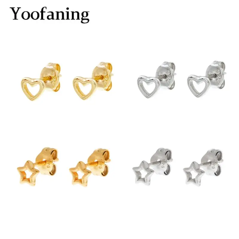 925 Sterling Silver Ear Needle Little Fresh Small Star Heart Shape Stud Earrings In The Shape of a Hollow Earring Jewelry Gifts
925 Sterling Silver Ear Needle Little Fresh Small Star Heart Shape Stud Earrings In The Shape of a Hollow Earring Jewelry Gifts