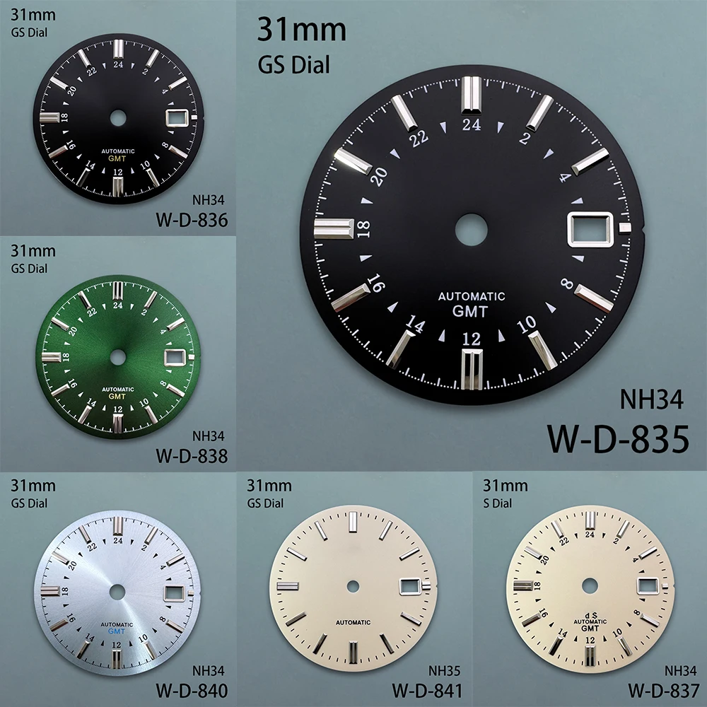 31mm Big S G S Logo GMT Dial Fit NH35/NH34/4R/7S Movement Sunburst/Matte High Quality Watch Modification Accessories
31mm Big S G S Logo GMT Dial Fit NH35/NH34/4R/7S Movement Sunburst/Matte High Quality Watch Modification Accessories
