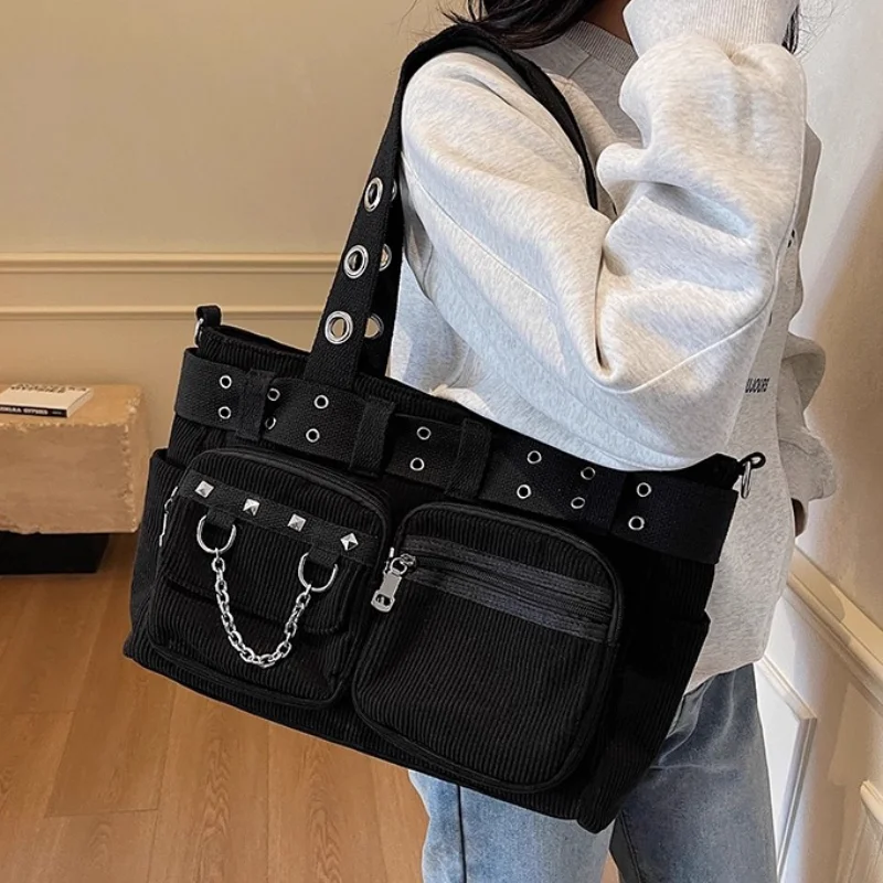 Vintage Corduroy Tote Bag Women Multi-pocket Y2k Style Shoulder Bag Metal Buckle Design Crossbody Bag Large Capacity Travel Bag
Vintage Corduroy Tote Bag Women Multi-pocket Y2k Style Shoulder Bag Metal Buckle Design Crossbody Bag Large Capacity Travel Bag