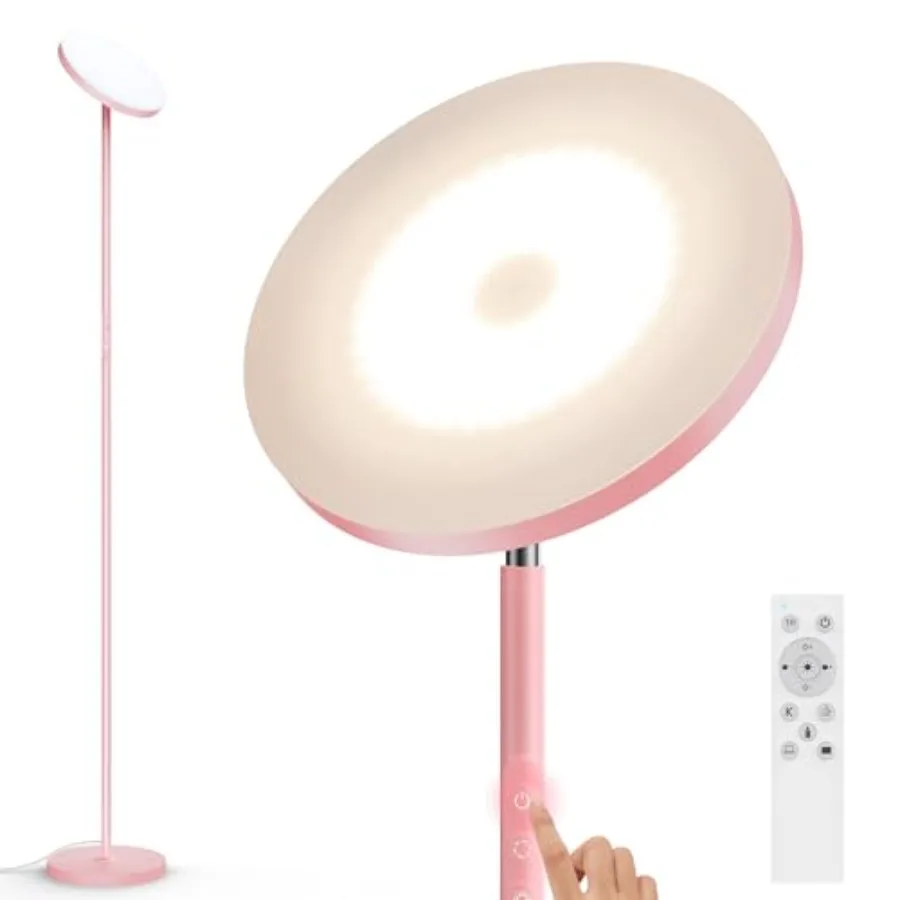 Pink Dimmable Floor Lamp, Bright 36W 3500LM Standing Lamp with Remote Touch Control, 2700K Soft White to 6500K Cool White Adjus
Pink Dimmable Floor Lamp, Bright 36W 3500LM Standing Lamp with Remote Touch Control, 2700K Soft White to 6500K Cool White Adjus