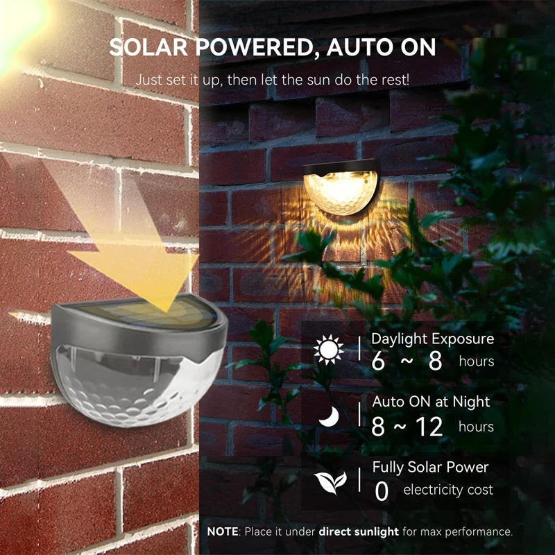 4PCs LED Solar Wall Light Waterproof Outdoor Garden Solar Light for Outdoor Street Lamp Home Balcony Porch Yard Steps Decoration
4PCs LED Solar Wall Light Waterproof Outdoor Garden Solar Light for Outdoor Street Lamp Home Balcony Porch Yard Steps Decoration