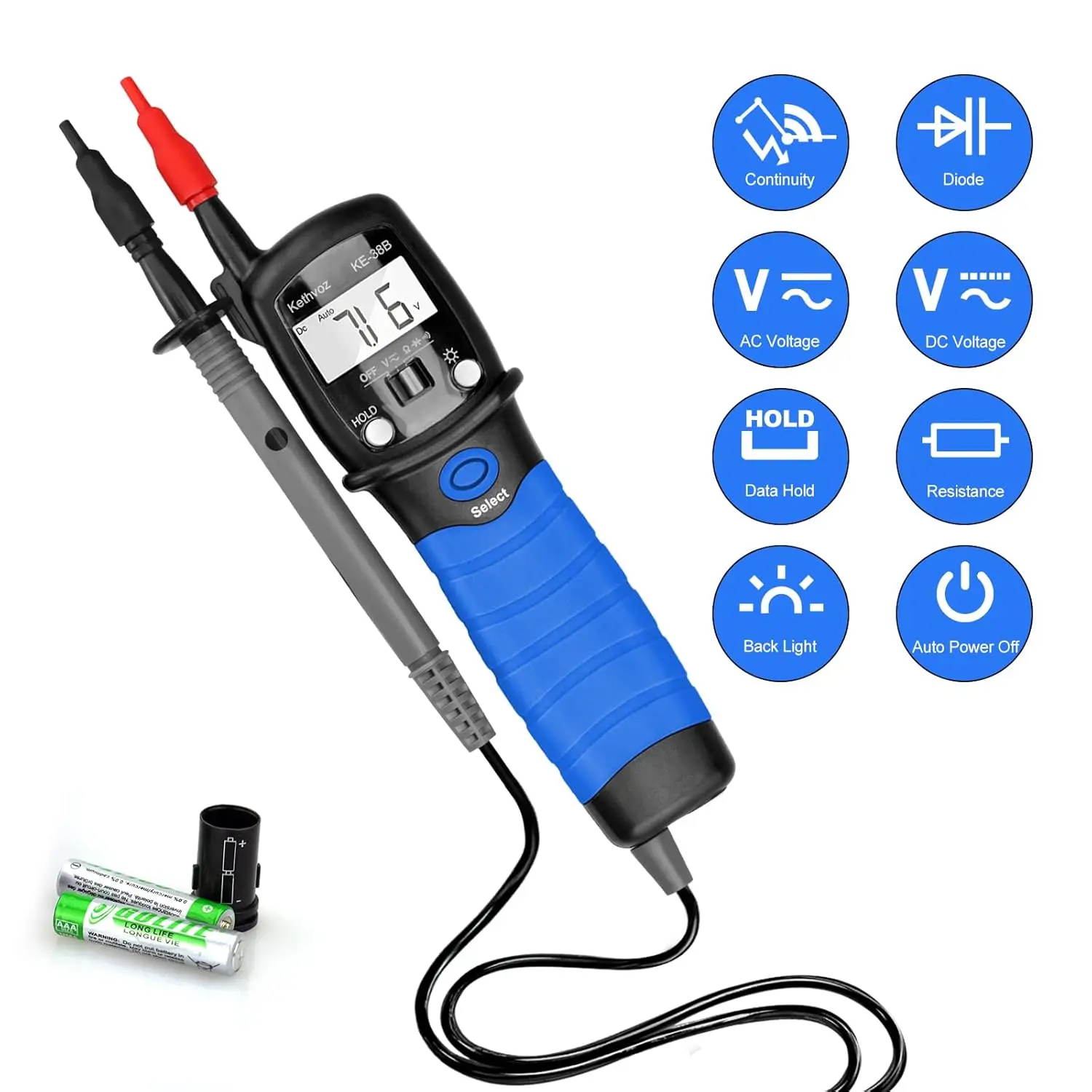Electrical Voltage Tester Pen,Digital Multimeter Handheld Electric Continuity Meter, Auto Ranging Voltmeter Measure DC/AC
Electrical Voltage Tester Pen,Digital Multimeter Handheld Electric Continuity Meter, Auto Ranging Voltmeter Measure DC/AC