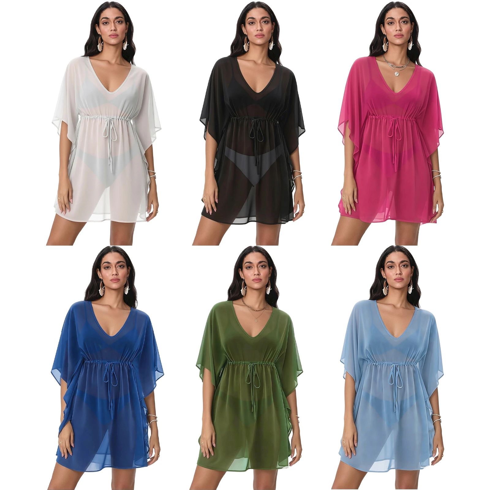 Women Sheer Swimsuit Cover Ups Loose Solid Color Tie Waist Flowy Dress Casual Bikini Coverup
Women Sheer Swimsuit Cover Ups Loose Solid Color Tie Waist Flowy Dress Casual Bikini Coverup