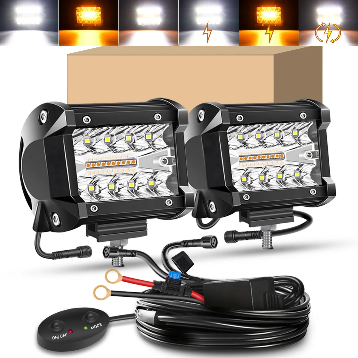 2 шт. 4-дюймовые светодиодные фары 60 Вт, точечные/рассеянные, янтарно-белые, с функцией стробоскопа, 6 режимов, память настройки, для внедорожников, грузовиков, квадроциклов, лодок
2 шт. 4-дюймовые светодиодные фары 60 Вт, точечные/рассеянные, янтарно-белые, с функцией стробоскопа, 6 режимов, память настройки, для внедорожников, грузовиков, квадроциклов, лодок