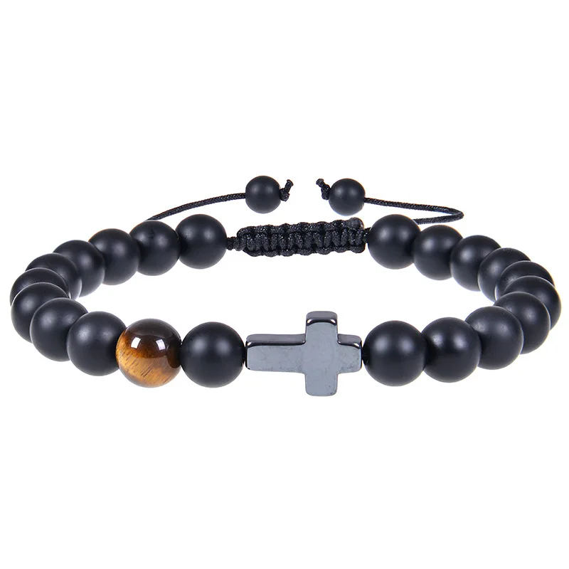 10pcs Woven Black Matted Bead Bracelet Hematite cross Tiger's Eye Stone Elasticity Bracelet for Women Men Jewelry free shipping
10pcs Woven Black Matted Bead Bracelet Hematite cross Tiger's Eye Stone Elasticity Bracelet for Women Men Jewelry free shipping