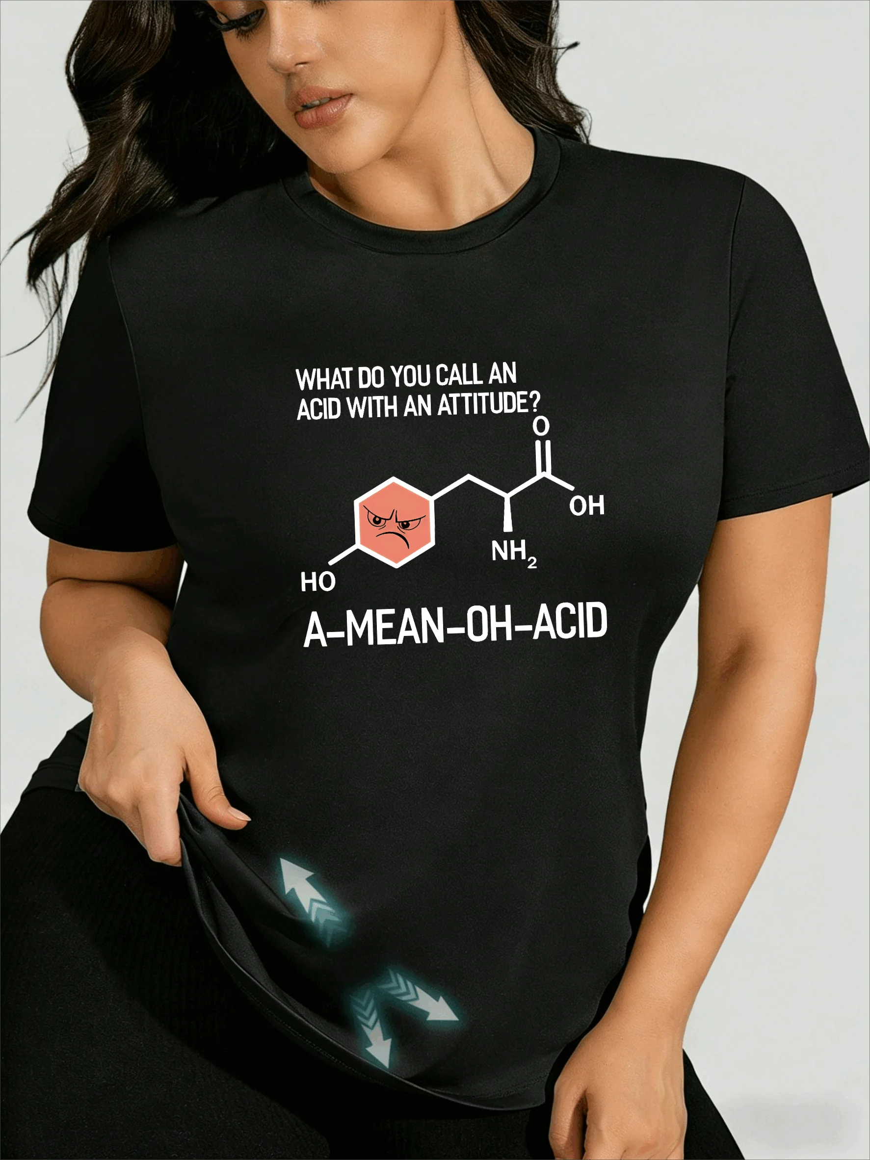 Sweet & Cool A-Mean-Oh-Acid Chemistry Meme Plus Size T-Shirt, Y2K Babe Style Funny Science Student Slim Fit Short Sleeve
Sweet & Cool A-Mean-Oh-Acid Chemistry Meme Plus Size T-Shirt, Y2K Babe Style Funny Science Student Slim Fit Short Sleeve