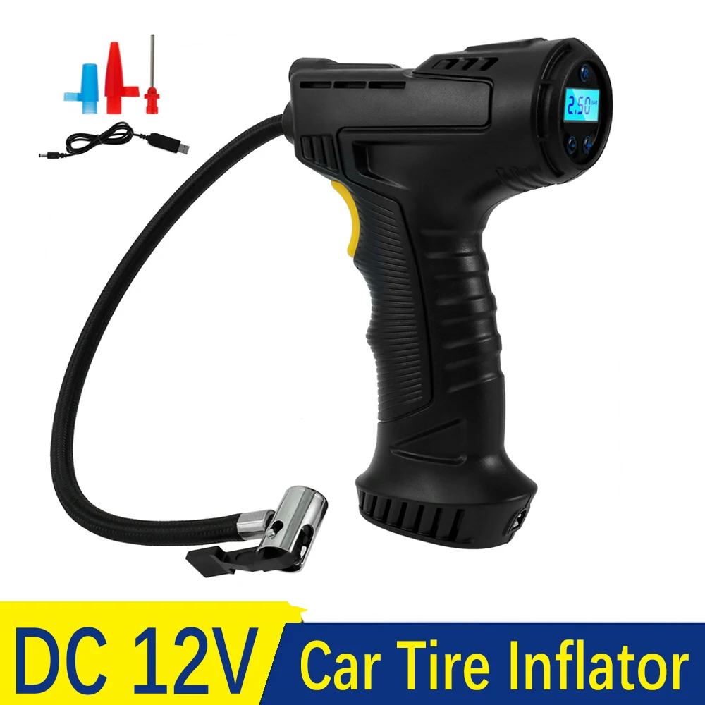 12V Powered cordless Electric Air Pump Electric inflator Car Tire Air Compressor Inflatable Pump For with LED Numeration Table
12V Powered cordless Electric Air Pump Electric inflator Car Tire Air Compressor Inflatable Pump For with LED Numeration Table