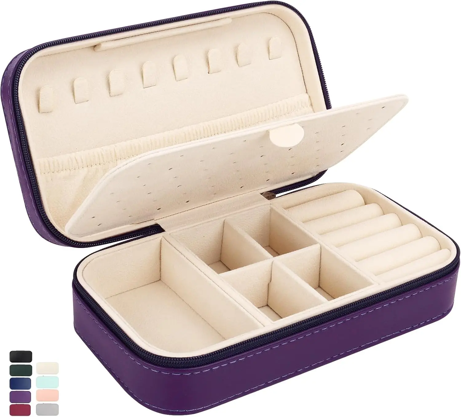 Travel Jewelry Box, PU Leather Portable Jewelry Case, Small Jewelry Boxes for Gifts, Travel Jewelry Organizer for Women Rings Earrings Necklaces Bracelets (Dark Purple)
Travel Jewelry Box, PU Leather Portable Jewelry Case, Small Jewelry Boxes for Gifts, Travel Jewelry Organizer for Women Rings Earrings Necklaces Bracelets (Dark Purple)
