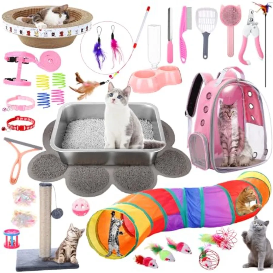 Kitten Supplies Starter Kit for Home Use: Stainless Steel Litter Box Backpack Scratcher Toys Gray Blue Essentials Set with Dura
Kitten Supplies Starter Kit for Home Use: Stainless Steel Litter Box Backpack Scratcher Toys Gray Blue Essentials Set with Dura