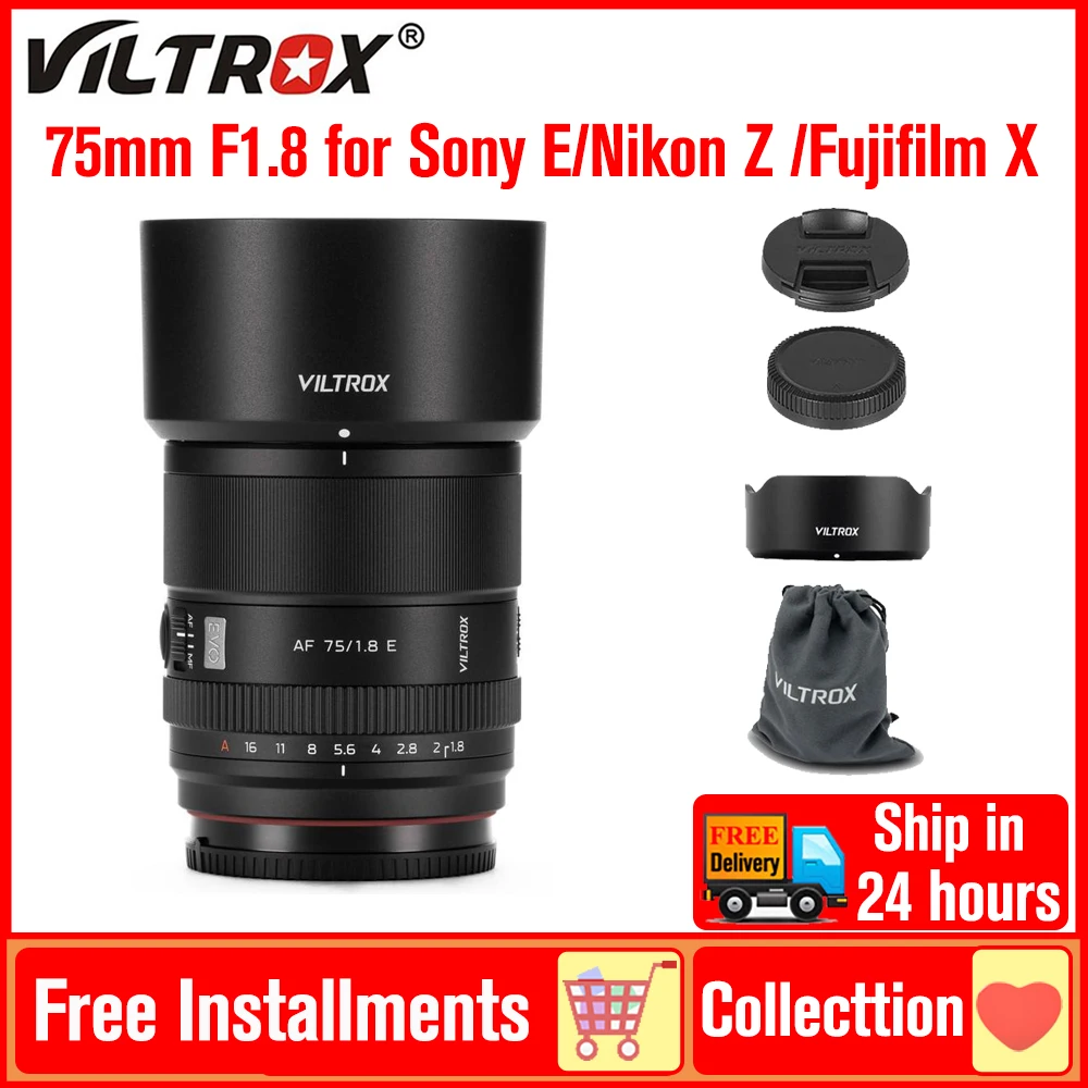 Viltrox 75mm F1.8 EVO AF Full-Frame Lens Large Aperture Auto Focus Camera Lens for Sony E-Mount Nikon Z-Mount Fujifilm X Cameras
Viltrox 75mm F1.8 EVO AF Full-Frame Lens Large Aperture Auto Focus Camera Lens for Sony E-Mount Nikon Z-Mount Fujifilm X Cameras