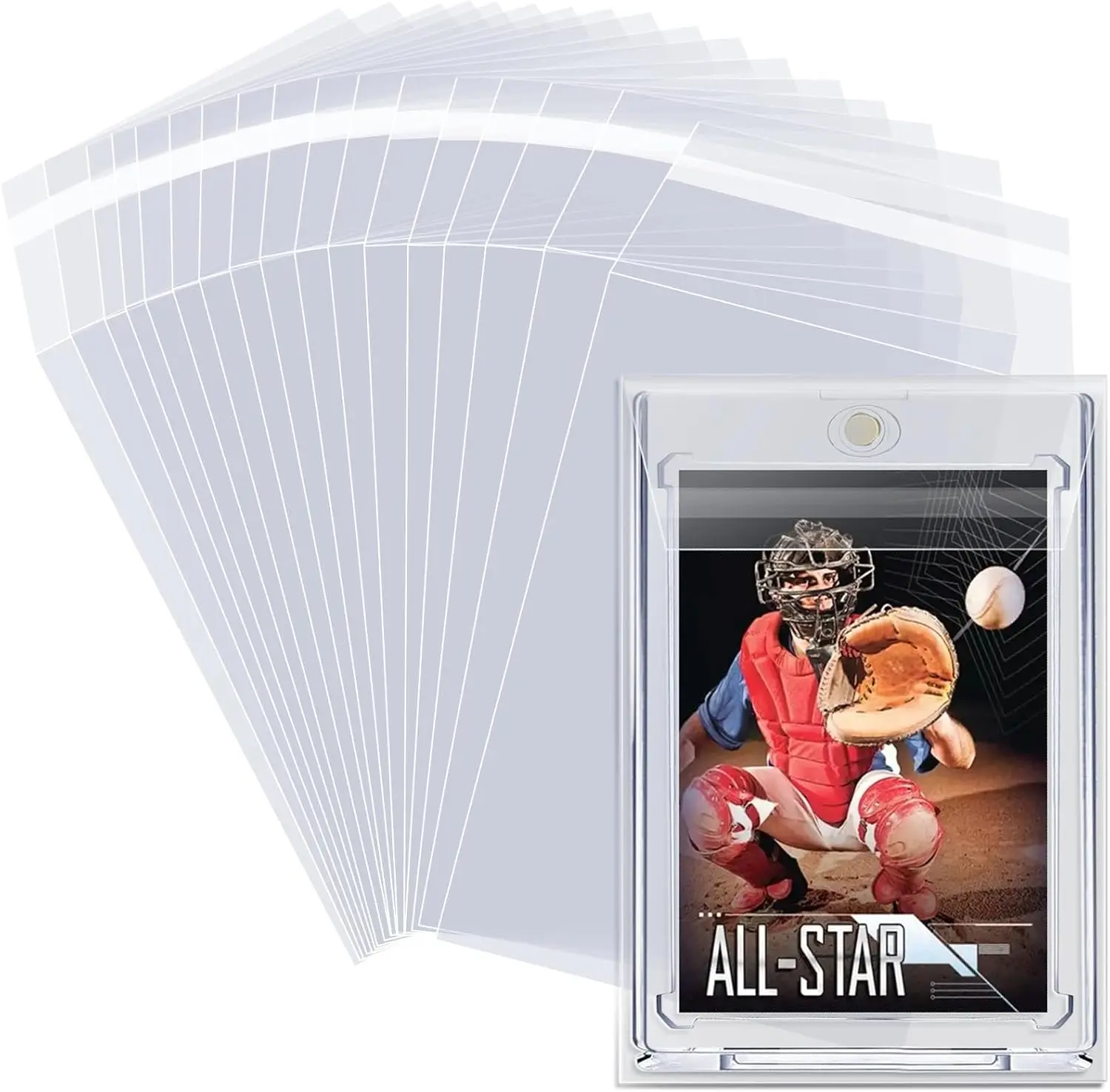 Magnetic Card Holders Sleeves 100 Pack - Clear Soft Polypropylene Team Bags for 35PT Slabs with Resealable Flap
Magnetic Card Holders Sleeves 100 Pack - Clear Soft Polypropylene Team Bags for 35PT Slabs with Resealable Flap