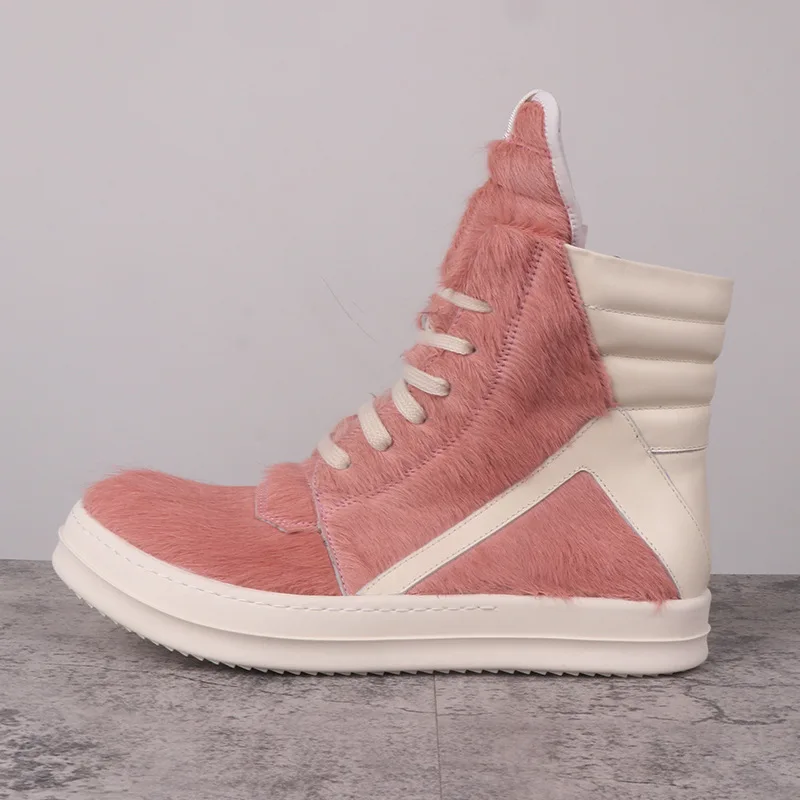 Men Women High Top Shoes Horsehair Leather Casual Platform Sneakers Luxury Lace Up Zip Autumn Pink Boots
Men Women High Top Shoes Horsehair Leather Casual Platform Sneakers Luxury Lace Up Zip Autumn Pink Boots