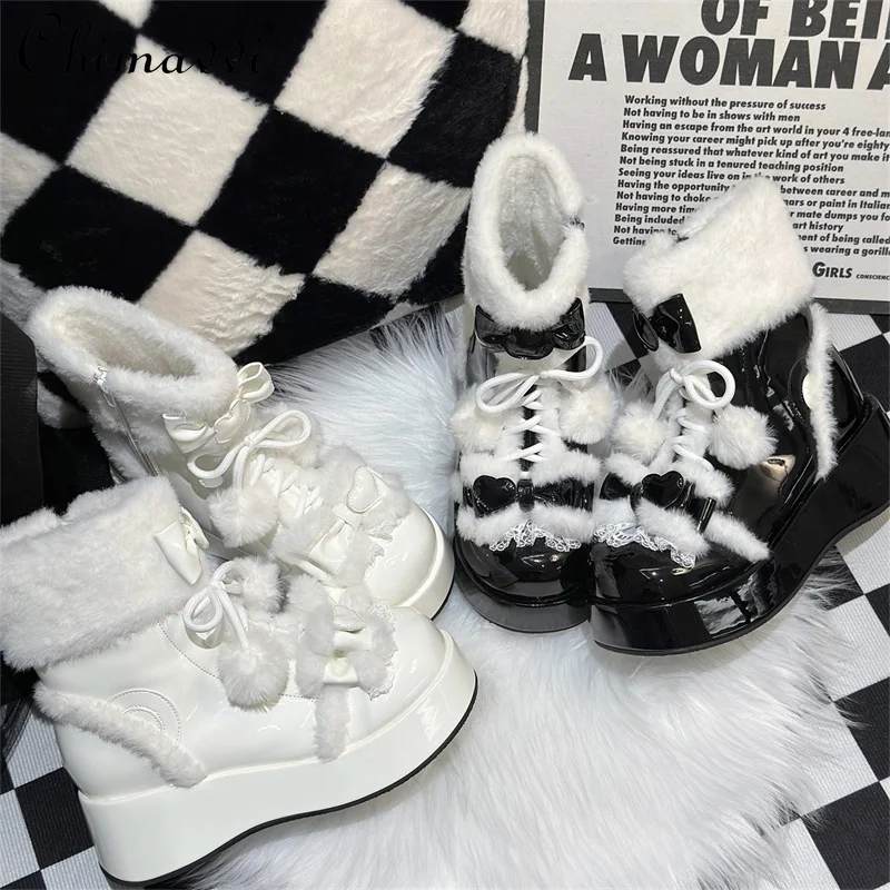 Autumn Winter New Lolita Fleece-Lined Warm Thick-Soled Leather Shoes Women Sweet Cute Bowknot Pom-Pom Elegant Girls Boots
Autumn Winter New Lolita Fleece-Lined Warm Thick-Soled Leather Shoes Women Sweet Cute Bowknot Pom-Pom Elegant Girls Boots