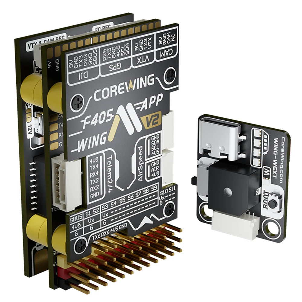 COREWING F405 Wing APP V2 Flight Controller Supports VTOL Ardupilot for Fixed-wing RC Airplane
COREWING F405 Wing APP V2 Flight Controller Supports VTOL Ardupilot for Fixed-wing RC Airplane