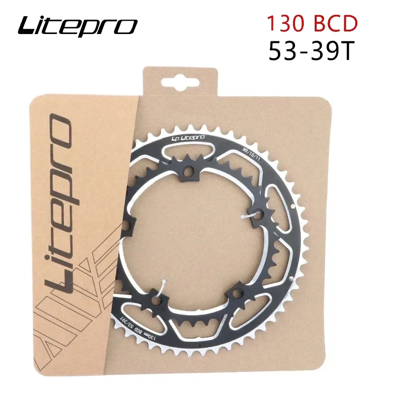 Litepro Ultra Light 130BCD Road Bike Crank Chainring (53T - 39T) for 9/10/11-Speed High-Speed Folding Bicycles: Double Sprocket
Litepro Ultra Light 130BCD Road Bike Crank Chainring (53T - 39T) for 9/10/11-Speed High-Speed Folding Bicycles: Double Sprocket